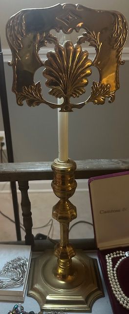 Antique Country Brass Candlestick With Ornate Pressed Brass Grand Fireplace End - Gothic Victorian Decor