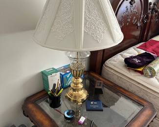 Brass and Glass table lamp with shade [only one]