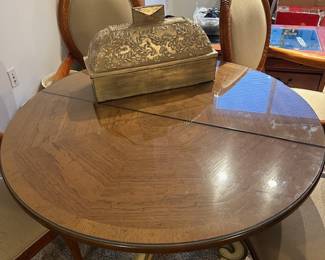 Decorative Storage Box [remotes, decks of cards, treats, etc. —top of the round, wooden, dinner table