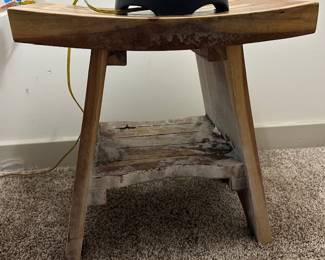 Heavey, wooden shower/spa stool