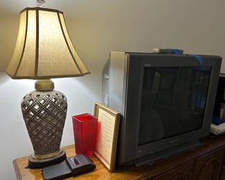 Table Lamp [pair] — glass vase — CRT Television