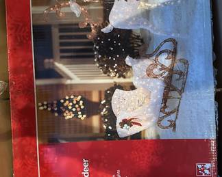 Christmas, lighted yard decorations - Reindeer and Sleigh