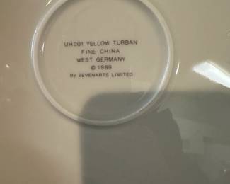 A94 - $35. Erte Art Deco Plate. UH201 Yellow Turban by Sevenarts Limited.