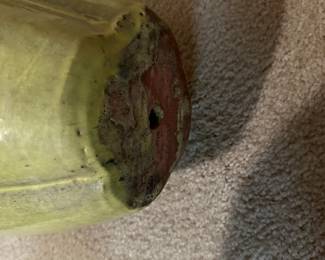 A86 - $45. Vintage MCM Green / Yellow Fluted Ribbed Planter.