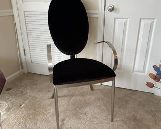 A105 - $50. Single Side Chair. Black Microfiber & Chrome frame.