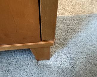 A6 -$20. 3 Drawer cabinet. Minor imperfections, pulls need to be tightened. Measures 26" wide x17.5" deep 24" tall.