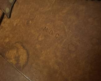 A83 - $50. Antique Leather Messenger Bag. Measures 18" wide x 13" tall.