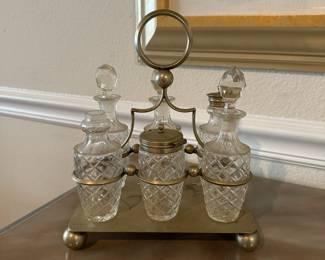 A99 - $20. Oil & Vinegar Set. One bottle has a minor chip on the bottom.