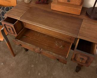 A69 - $125. 1930s Secretary Desk. Measures 41.5" wide x 20.5" deep x 32" tall.