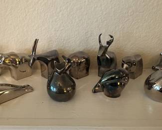 A28 - $15 each. Dansk Silverplated Paperweight Animals. 27 Available.