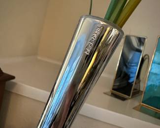 A30 - $20. Black & Blum Flower Loop Vase. Measures 12" tall.