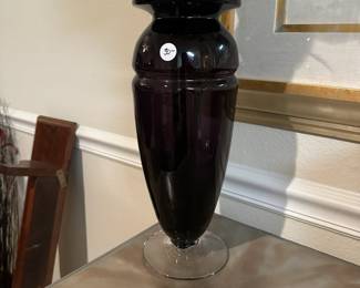 A87 - $30. Vintage Purple Vase. Measures 14" tall.