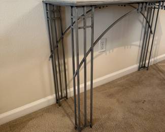 A91 - $125. Art Deco Inspired Console Table. Wrought Iron Frame. 3 Pieces of Tile used as top - but those can be changed if you so desire.