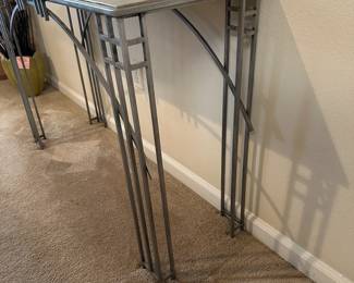 A91 - $125. Art Deco Inspired Console Table. Wrought Iron Frame. 3 Pieces of Tile used as top - but those can be changed if you so desire.