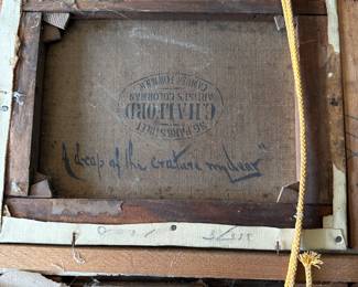 A2 - $125. Small Original OLD Painting. Framed measures 14" wide x 15.5" tall.