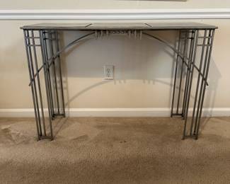 A91 - $125. Art Deco Inspired Console Table. Wrought Iron Frame. 3 Pieces of Tile used as top - but those can be changed if you so desire.