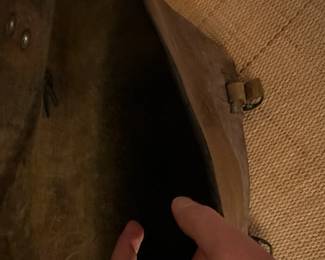 A83 - $50. Antique Leather Messenger Bag. Measures 18" wide x 13" tall.