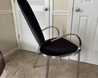 A105 - $50. Single Side Chair. Black Microfiber & Chrome frame.
