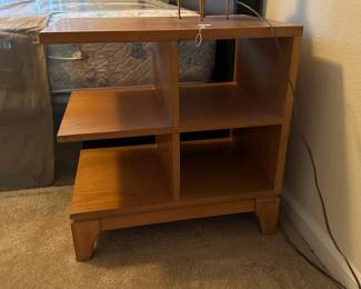 A43 - $30. Wooden Side Table. Measure 24" deep x 16" wide x 25" tall.