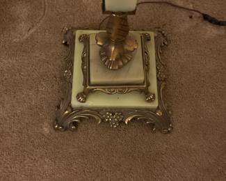 A60 - $60. Bridge Lamp with green Marble Base. Measures 59" tall.