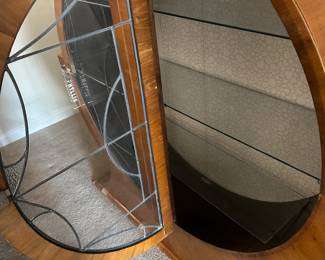 A1 - $600. Superlative Leeds Art Deco Cabinet. Registered Design No.859318 Imperfections noted in pictures. measures 48" wide x 11" deep x 49.5" tall.