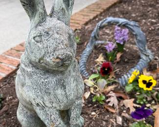 Cement bunny and basket