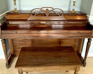 Hallett Davis & Co. upright piano and bench
