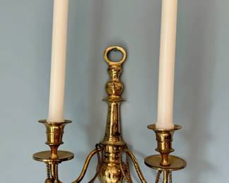 Brass candlestick sconces