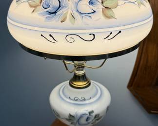 Vintage hand painted hurricane lamp
