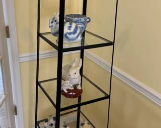Black metal and glass shelves