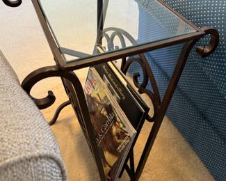 Bronze color metal glass top table