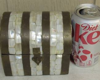 Mother of Pearl & Brass Jewelry Box