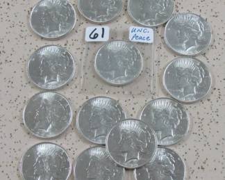 UNC. Peace Silver Dollars
