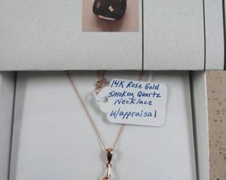 14K Rose Gold Smokey Quartz Necklace w/Appraisal