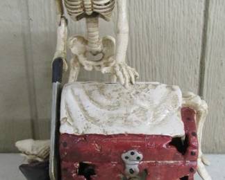 Cast Iron Skeleton Sawing Windup Bank