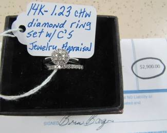 14K 1.23 cttw Diamond Ring Set w/Appraisal