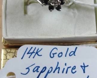 14K Gold, Sapphire & Diamond Ring