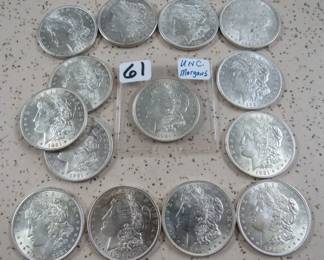 UNC. Morgan Silver Dollars