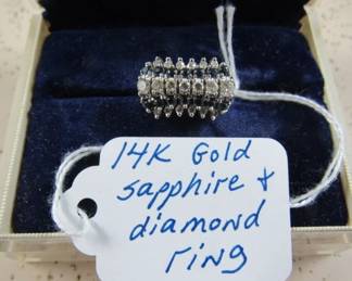 14K Gold, Sapphire & Diamond Ring
