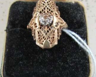 Antique 14K Gold Diamond Ring