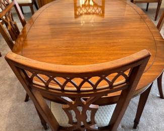 Dining room table with eight chairs