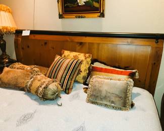 King headboard and mattress set - throw pillows