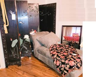 Large Oriental Room Divider - comfortable chaise lounge