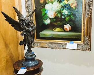 Bronze figurine - large framed floral