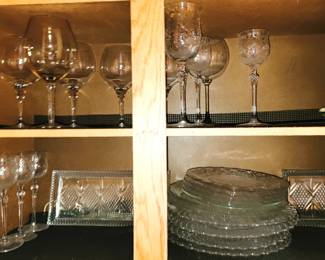 Stemware and crystal buffet plates