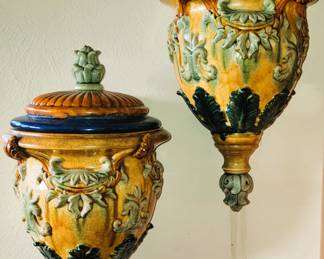 Colorful ceramic wall urns