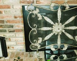 Autoharp instrument - Fireplace screen and wood carved fisherman