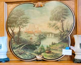 Cream on brass vases, Lladro, large painted art piece