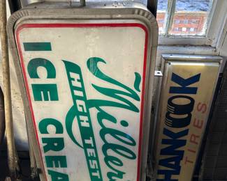 Double sided Miller’s High Test Ice Cream Sign, Hankook sign is as-is.