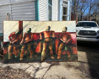 HUGE 1979 signed “Adema” painting - Toyota Tacoma for size reference…